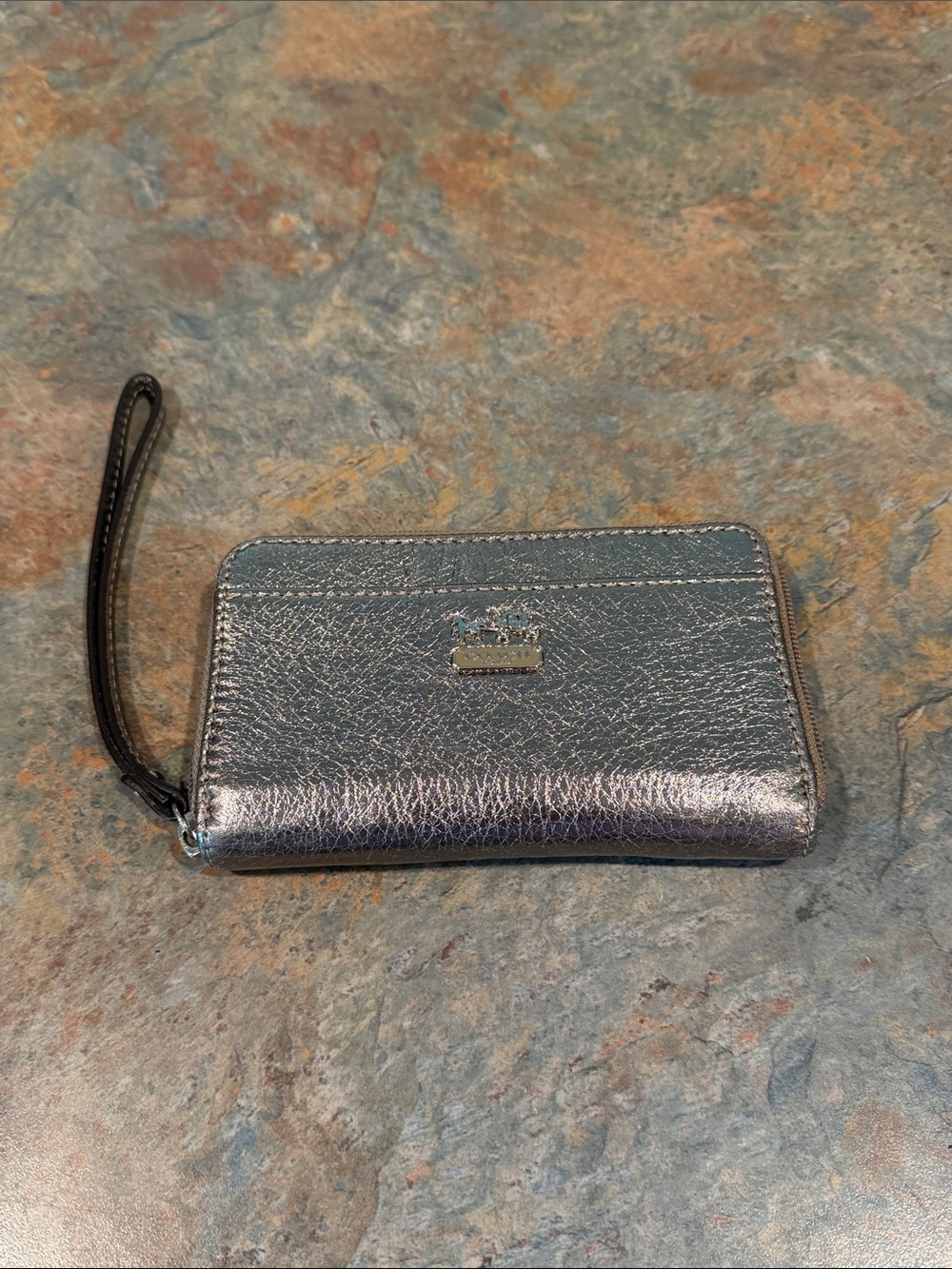 Coach Gold Metallic Wristlet Wallet EUC